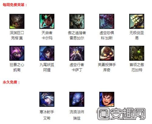 lol2月12日周免英雄 英雄联盟本周免费英雄更新查询