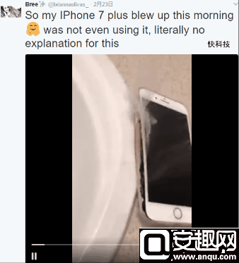 美女iPhone 7 Plus突然自燃炸裂 苹果紧急调查