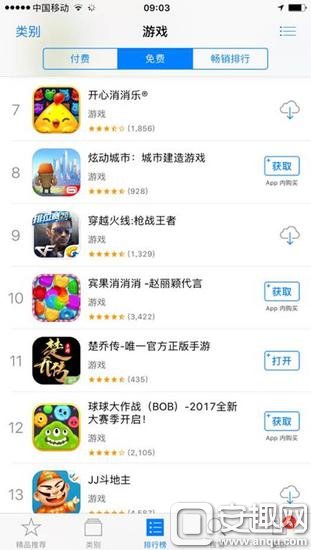 iOS免费榜游戏类别TOP11